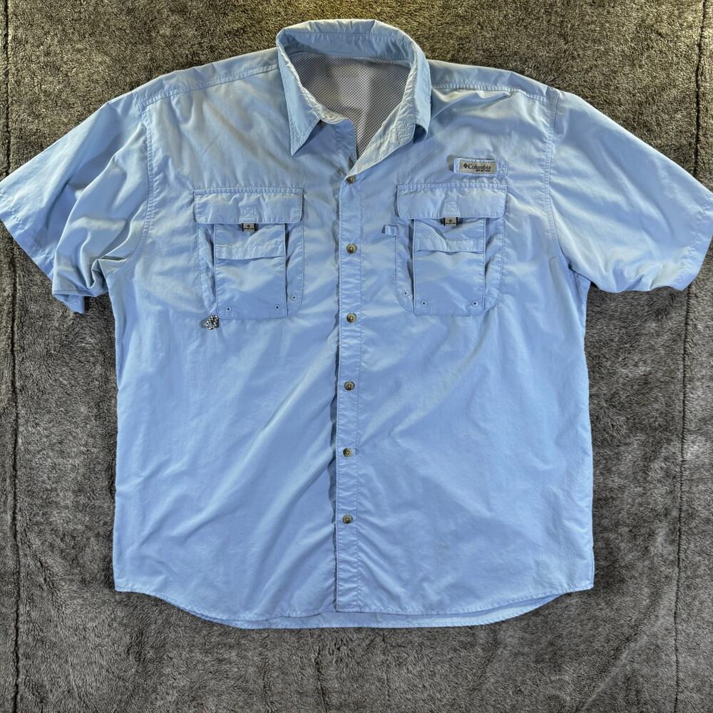 Columbia PFG Bahama Omni-Shield Men's Short Sleeve Shirt 2X Blue